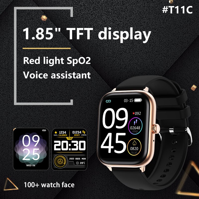 Hot Selling T11C Smart Watch For Men and Women, IP68 Waterproof, Multi Sport mode and BT Call