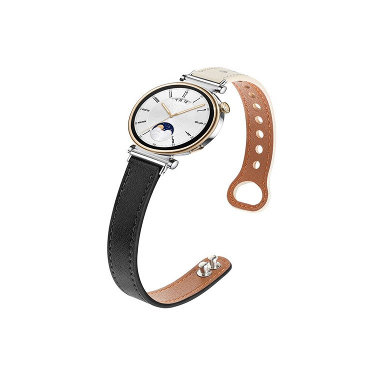 18 20 22mm Band for Galaxy Watch 3 4 5 6 Classic Active Dual Studs Calf Striped Leather Smart Watch Strap