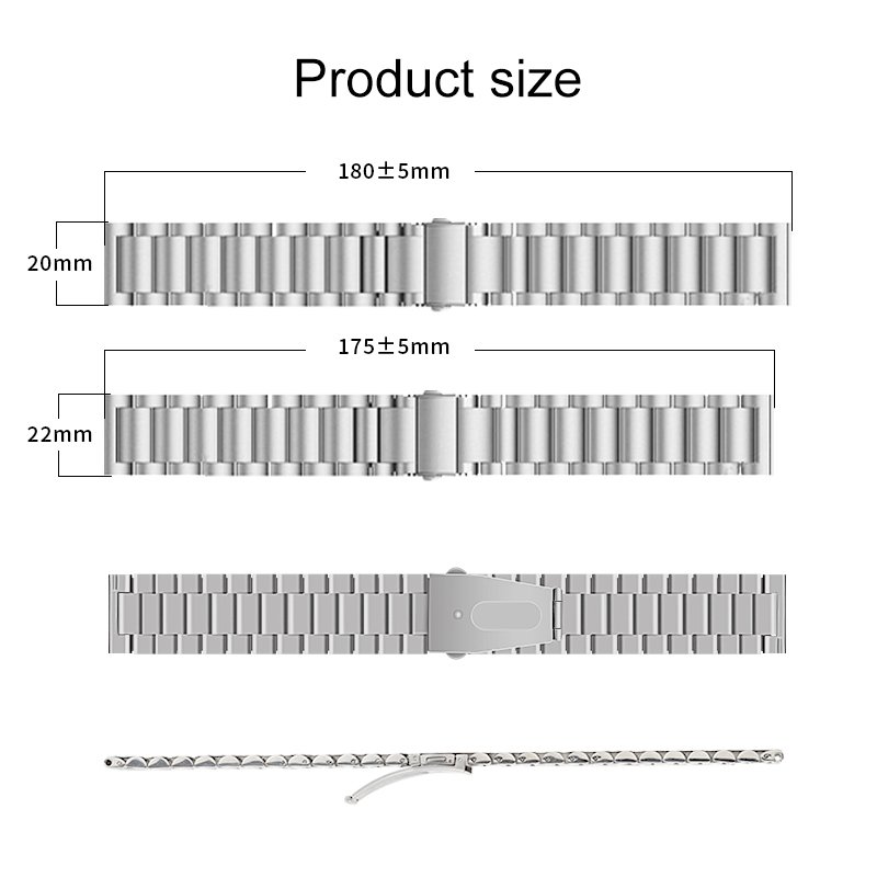High-quality 20mm 22mm Replacement Wristband Strap Stainless Steel Smart Watch Band