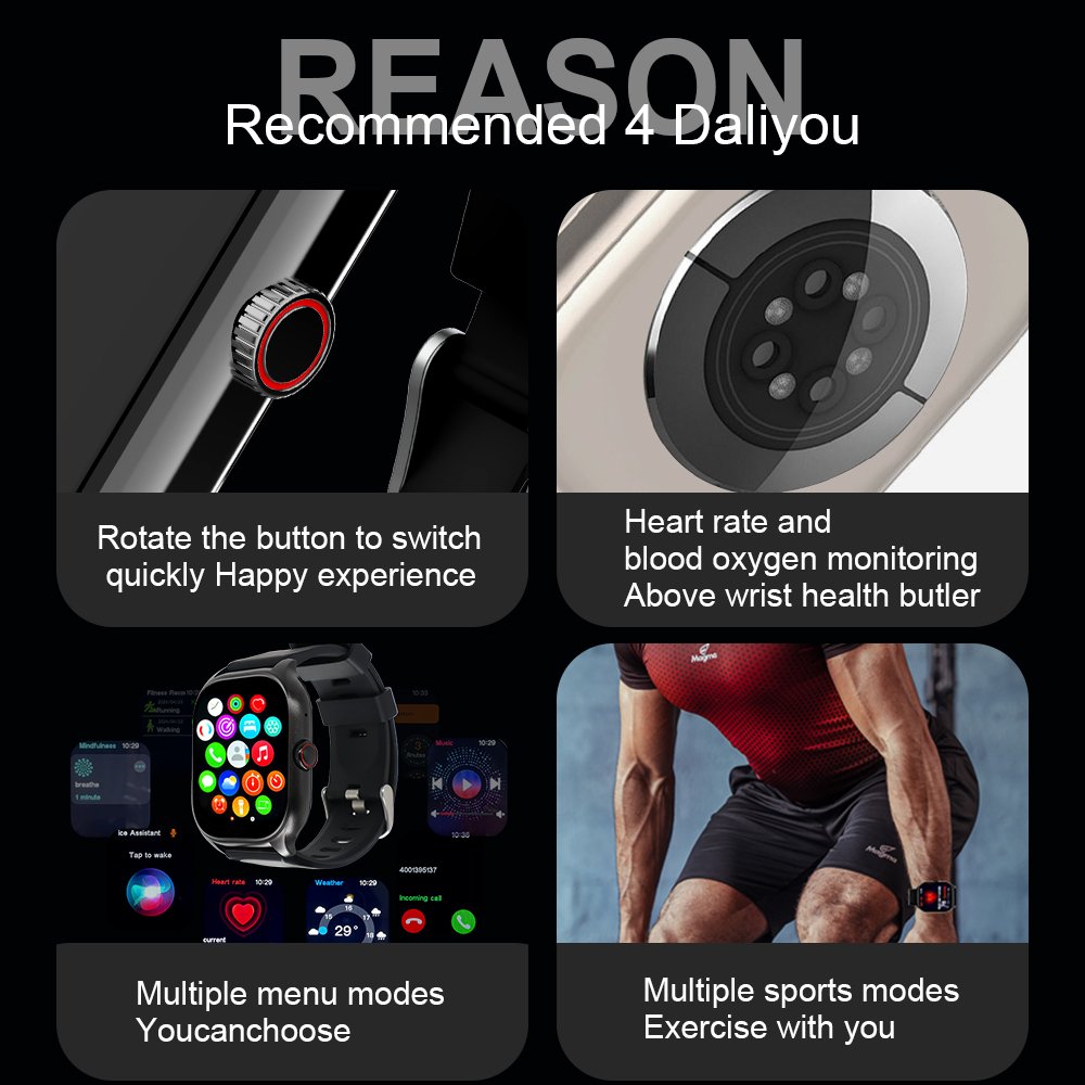 Classic Smart Watch 2.01inch Screen BT Call Women's Health MonitoringVoice Assistant Men Sports Smartwatch
