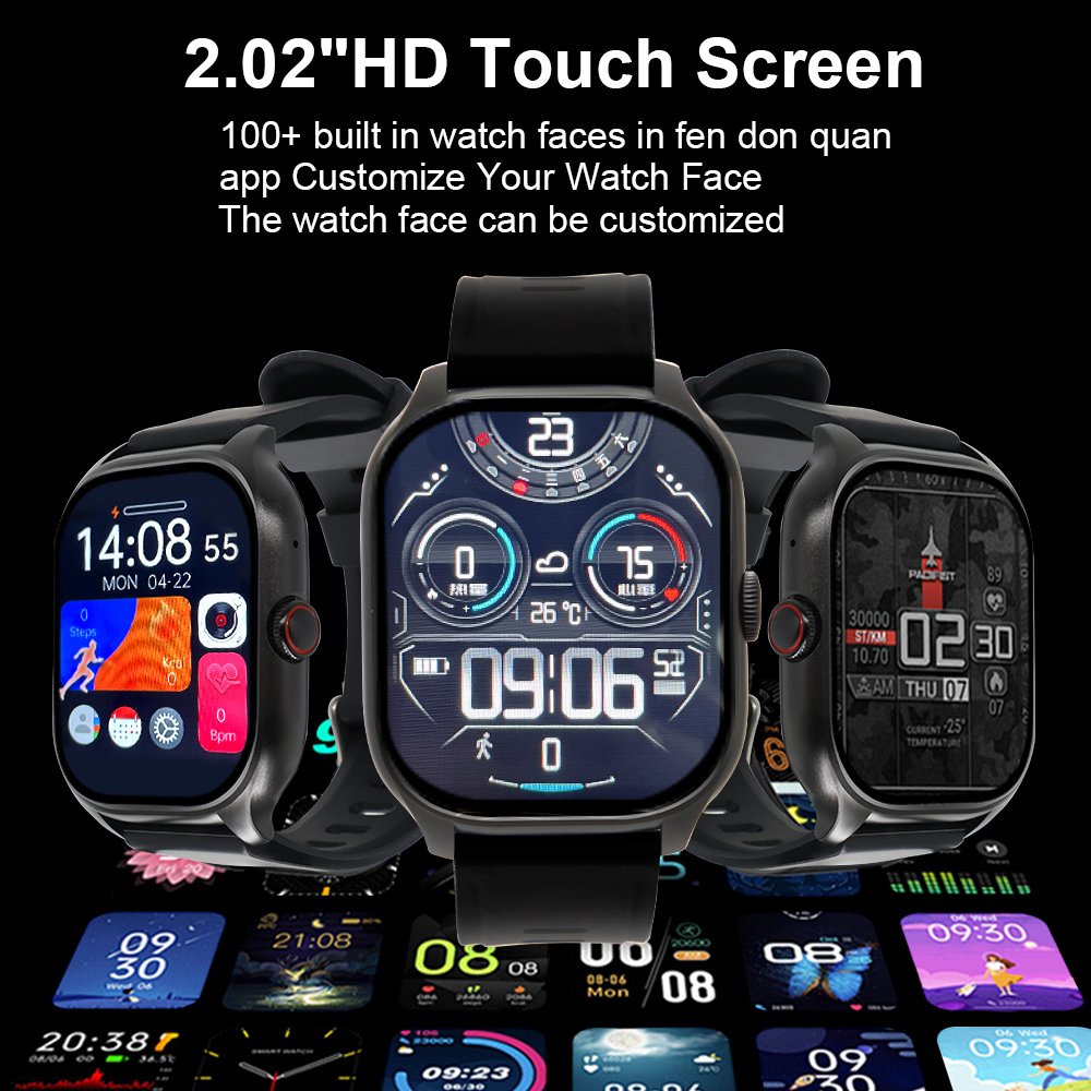 Classic Smart Watch 2.01inch Screen BT Call Women's Health MonitoringVoice Assistant Men Sports Smartwatch