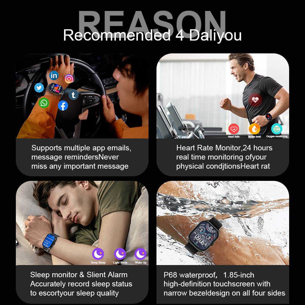 Classic Smart Watch 2.01inch Screen BT Call Women's Health MonitoringVoice Assistant Men Sports Smartwatch