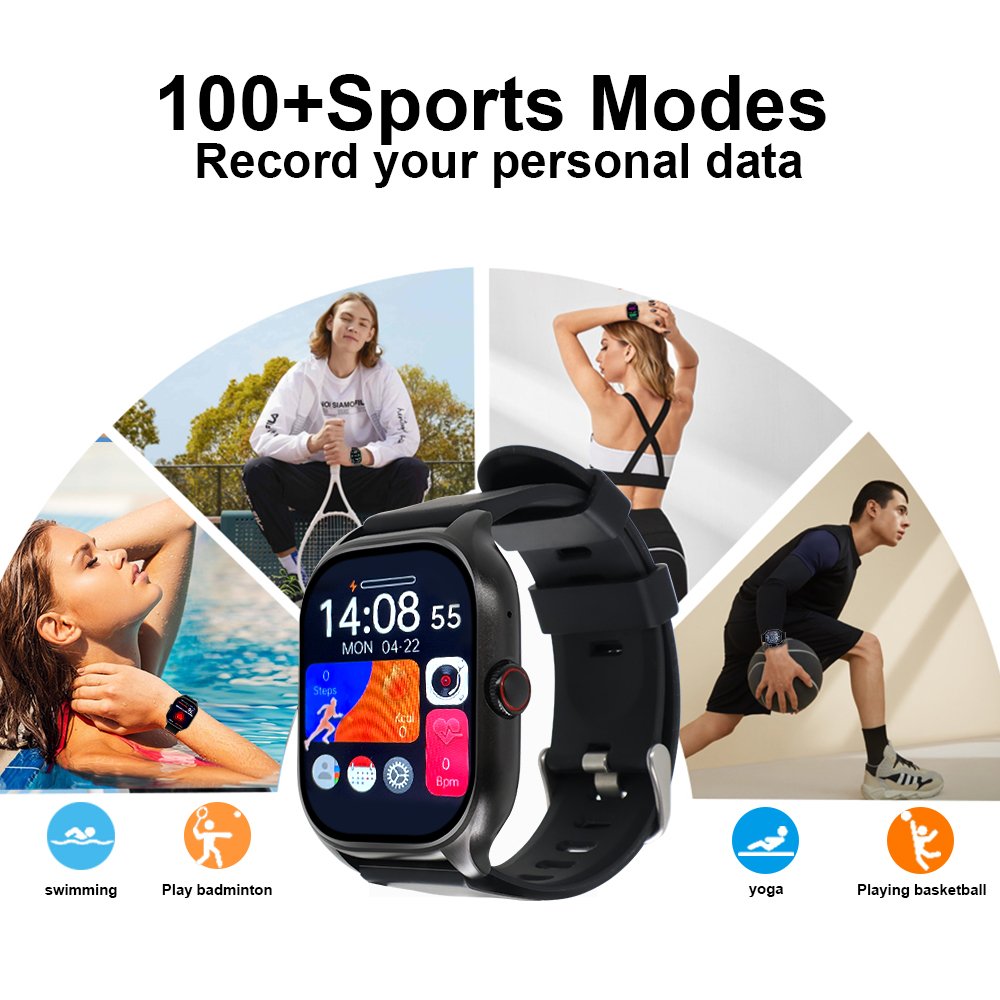 Classic Smart Watch 2.01inch Screen BT Call Women's Health MonitoringVoice Assistant Men Sports Smartwatch