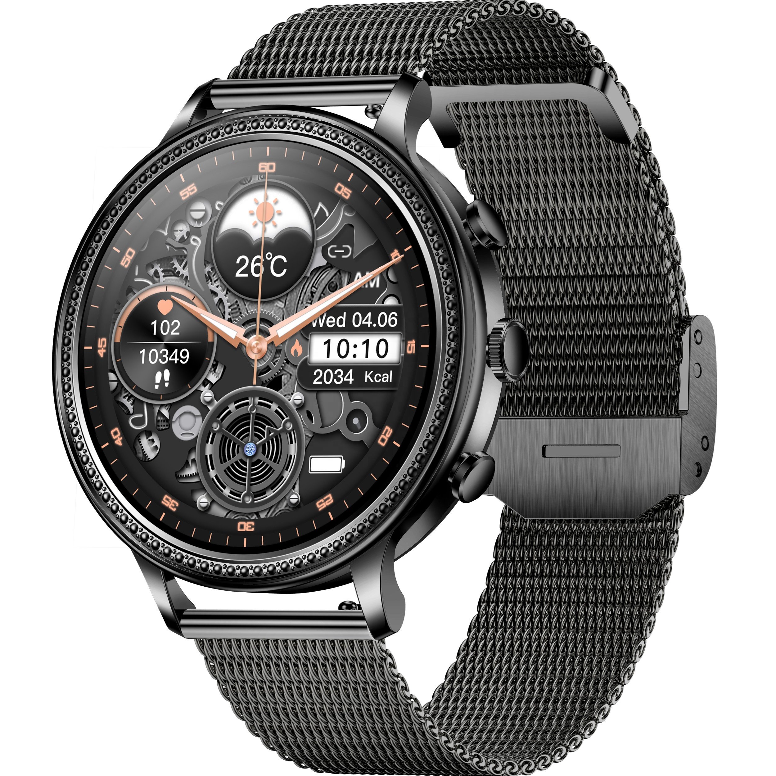 2023 Smart Watch Ladies V60 with 1.39 Inch HD Screen 360*360 Health Detection Stainless Steel Bracelet Smart Watches for Ladies