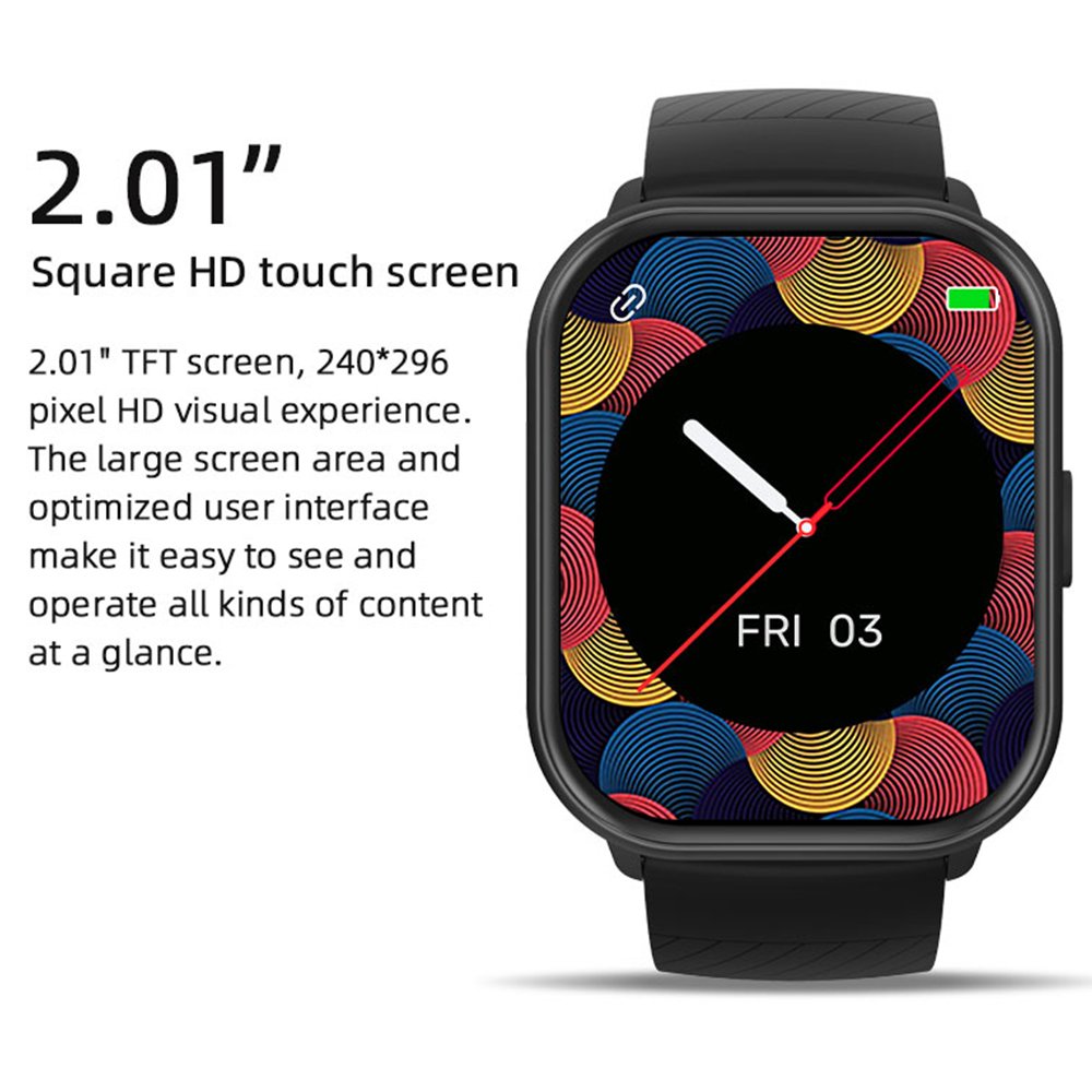 VALDUS 280 mAh Battery 2.01Inch Square Screen Smartwatch Supports Heart Rate Blood Oxygen IP68 Function VS02 Fashion Smart Watch