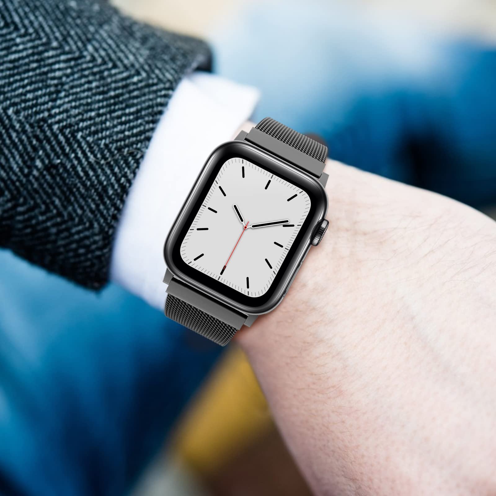 Keepwin Adjustable Strong Magnetic Clasp Strap Soft Breathable Mesh Watch Band Strap for Apple iWatch Series 9 8 7 6 5 4 3 SE