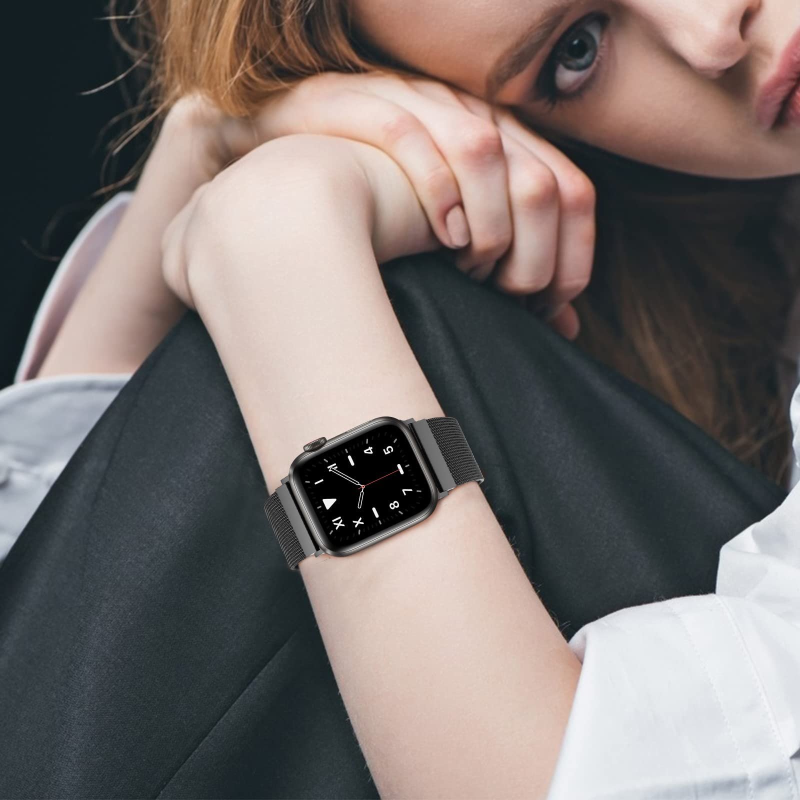 Keepwin Adjustable Strong Magnetic Clasp Strap Soft Breathable Mesh Watch Band Strap for Apple iWatch Series 9 8 7 6 5 4 3 SE