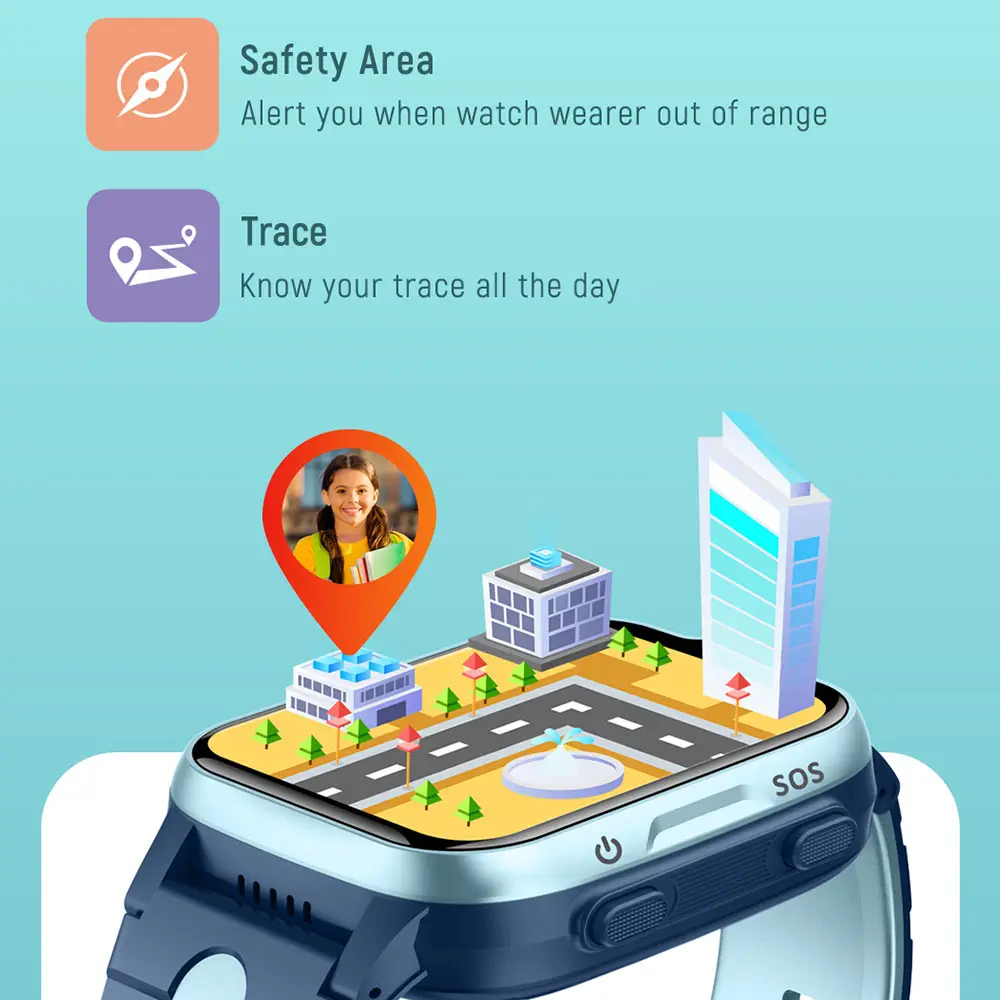 Big screen smart watch 1.69 inches K15 HD video call 4G smartwatch GPS tracking device SIM card SOS IP67 waterproof kids watch