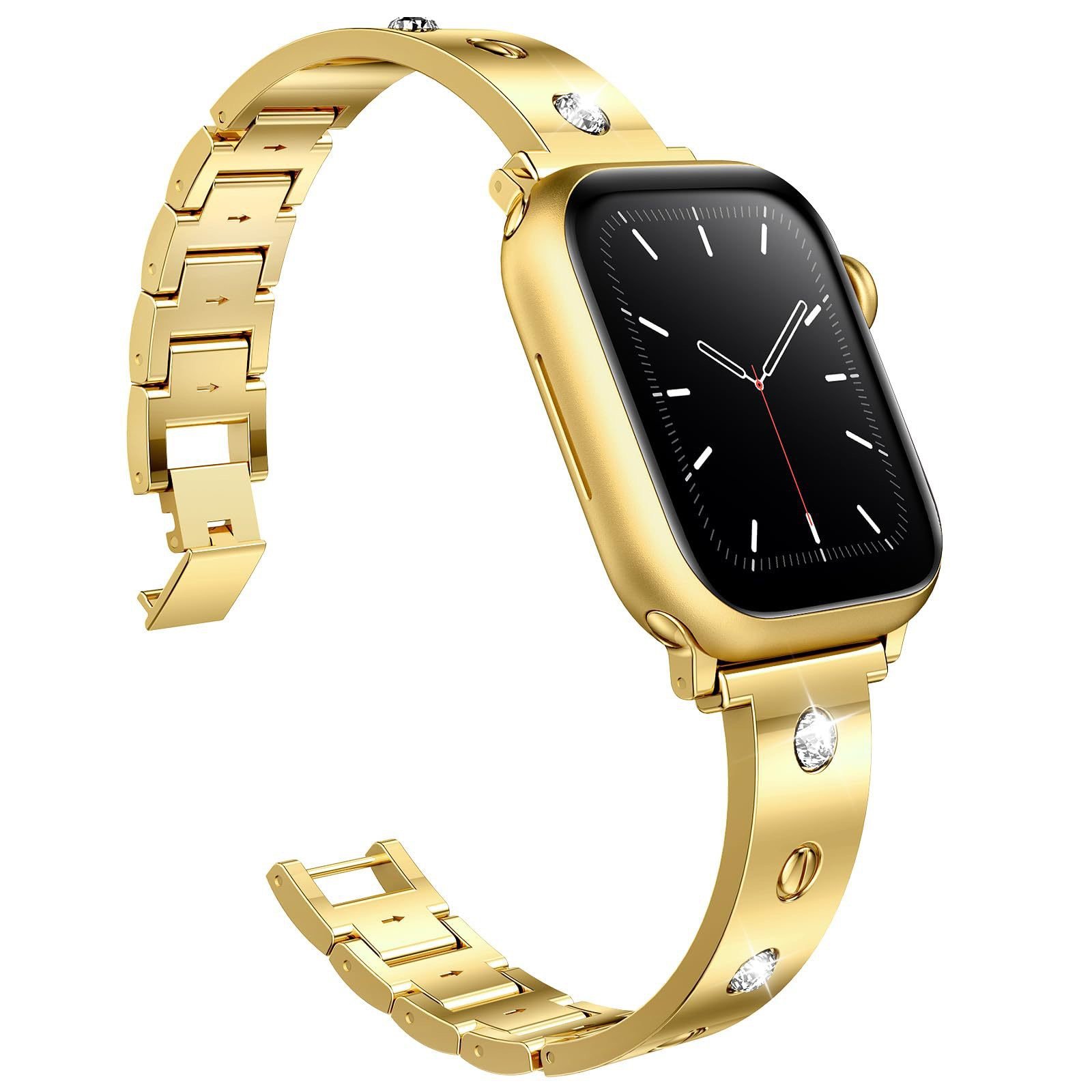 Bright Metal Luxury Smart Watch Band With Diamond for Apple Watch Series 9 ultra 2 Stainless Steel Band 38/40/41mm 42/44/45/49mm