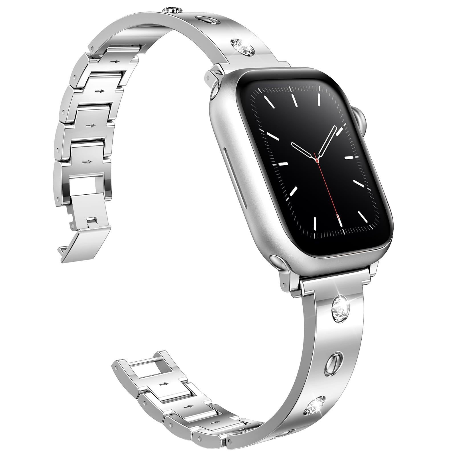 Bright Metal Luxury Smart Watch Band With Diamond for Apple Watch Series 9 ultra 2 Stainless Steel Band 38/40/41mm 42/44/45/49mm