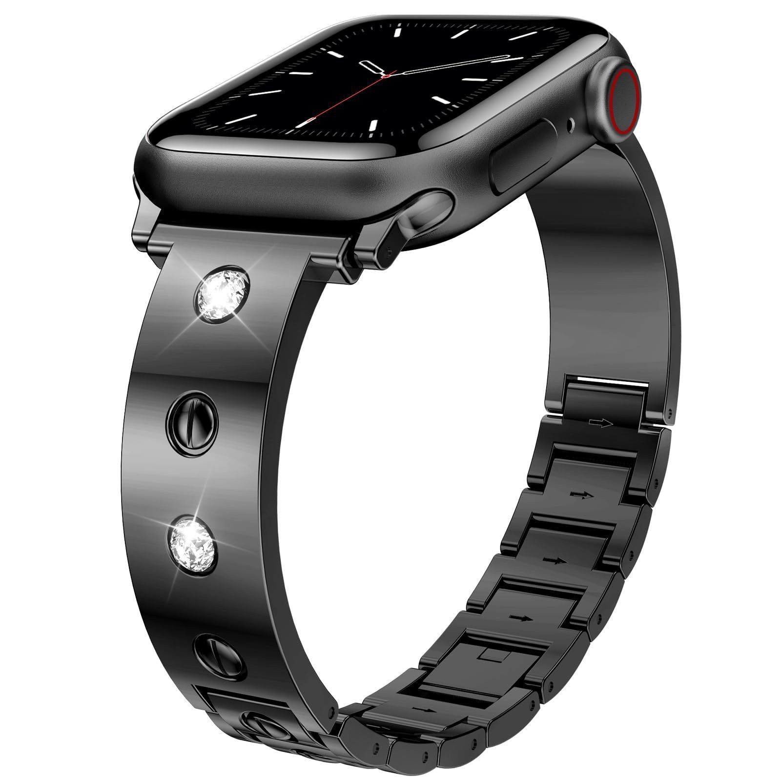 Bright Metal Luxury Smart Watch Band With Diamond for Apple Watch Series 9 ultra 2 Stainless Steel Band 38/40/41mm 42/44/45/49mm