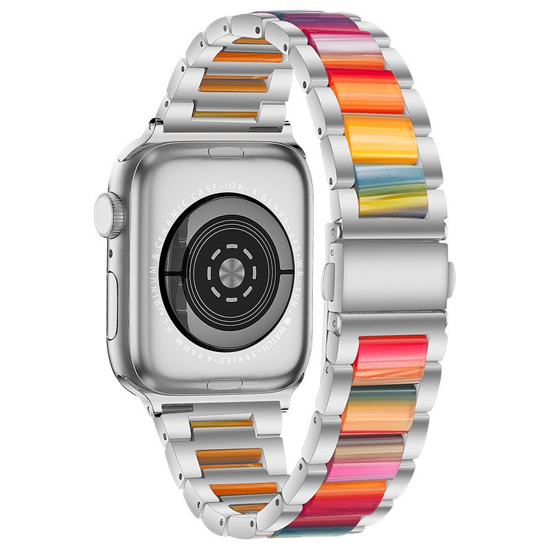 Luxury Metal Resin Strap For Women's Smart Watch Replacement Bracelet For Apple Watch Band 40mm 44mm