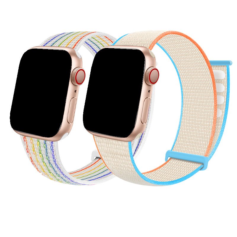 New Sport Loop Woven Adjustable Fabric Nylon Smart Watch Band For Apple Iwatch 40mm 41mm 45mm