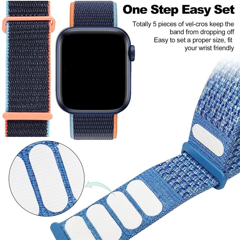 New Sport Loop Woven Adjustable Fabric Nylon Smart Watch Band For Apple Iwatch 40mm 41mm 45mm