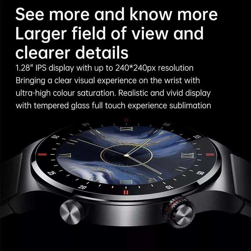 QW33 1.28 inch IPS Round Screen Magnetic Charging Smart Watches Fundo App BT Calling Health Monitoring Smart Watch with NFC