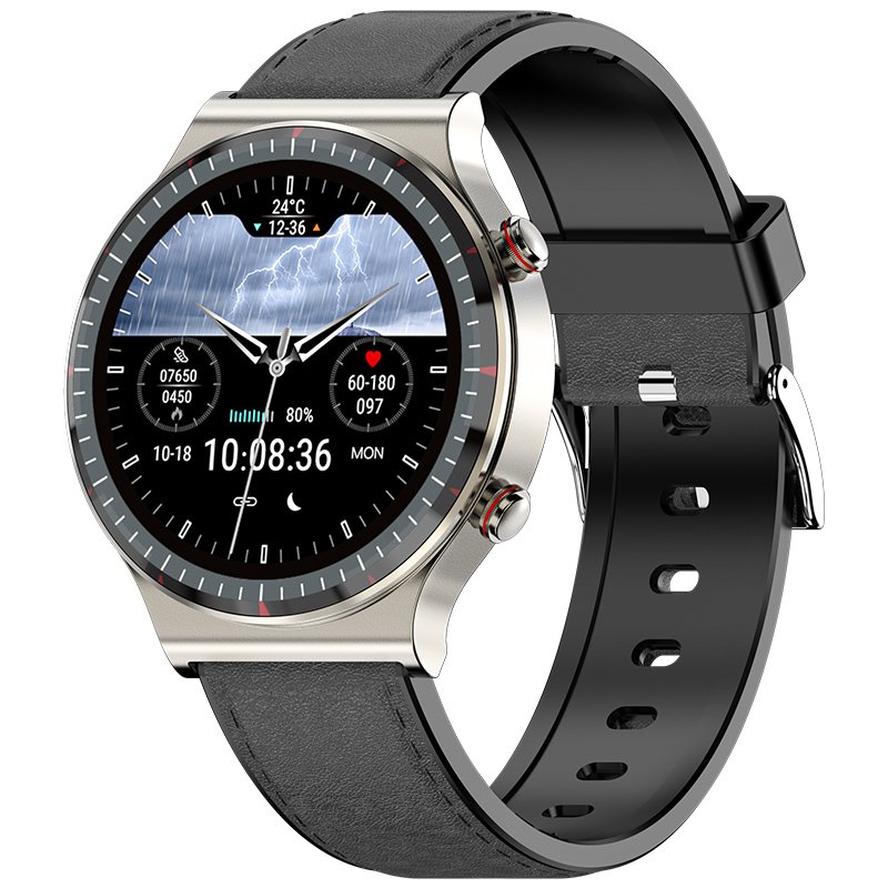ECG HRV Monitor Smart Watch SPO2 Body Temperature Round ECG PPG Smart Watch