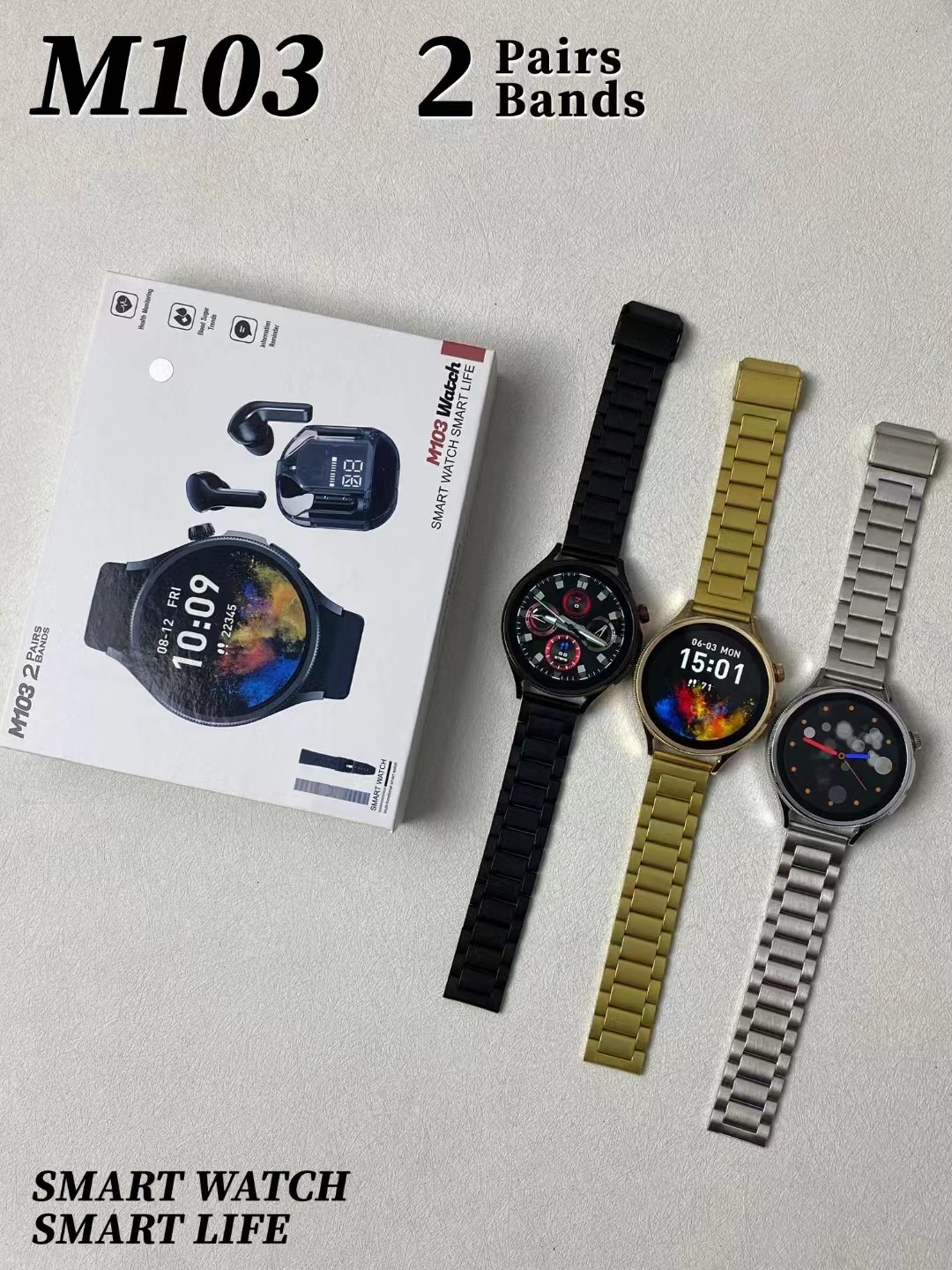 2024 Smartwatch M103 with earphone Calling Blood Oxygen Monitoring Inteligente Sport Watch for Men and Women Smartwatches