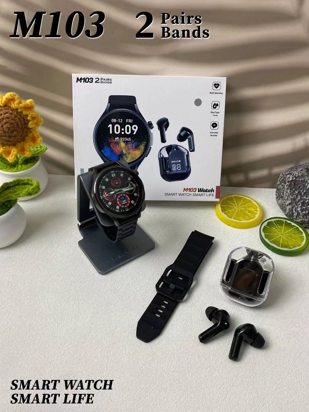 2024 Smartwatch M103 with earphone Calling Blood Oxygen Monitoring Inteligente Sport Watch for Men and Women Smartwatches