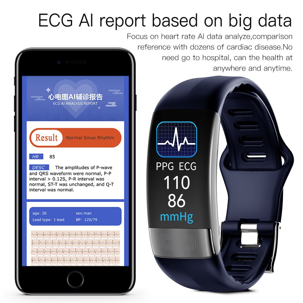 IP67 Waterproof ECG PPG HRV SPO2 Smart Watch Bracelet Health Tracker Blood Pressure Oxygen Smart Band With SDK