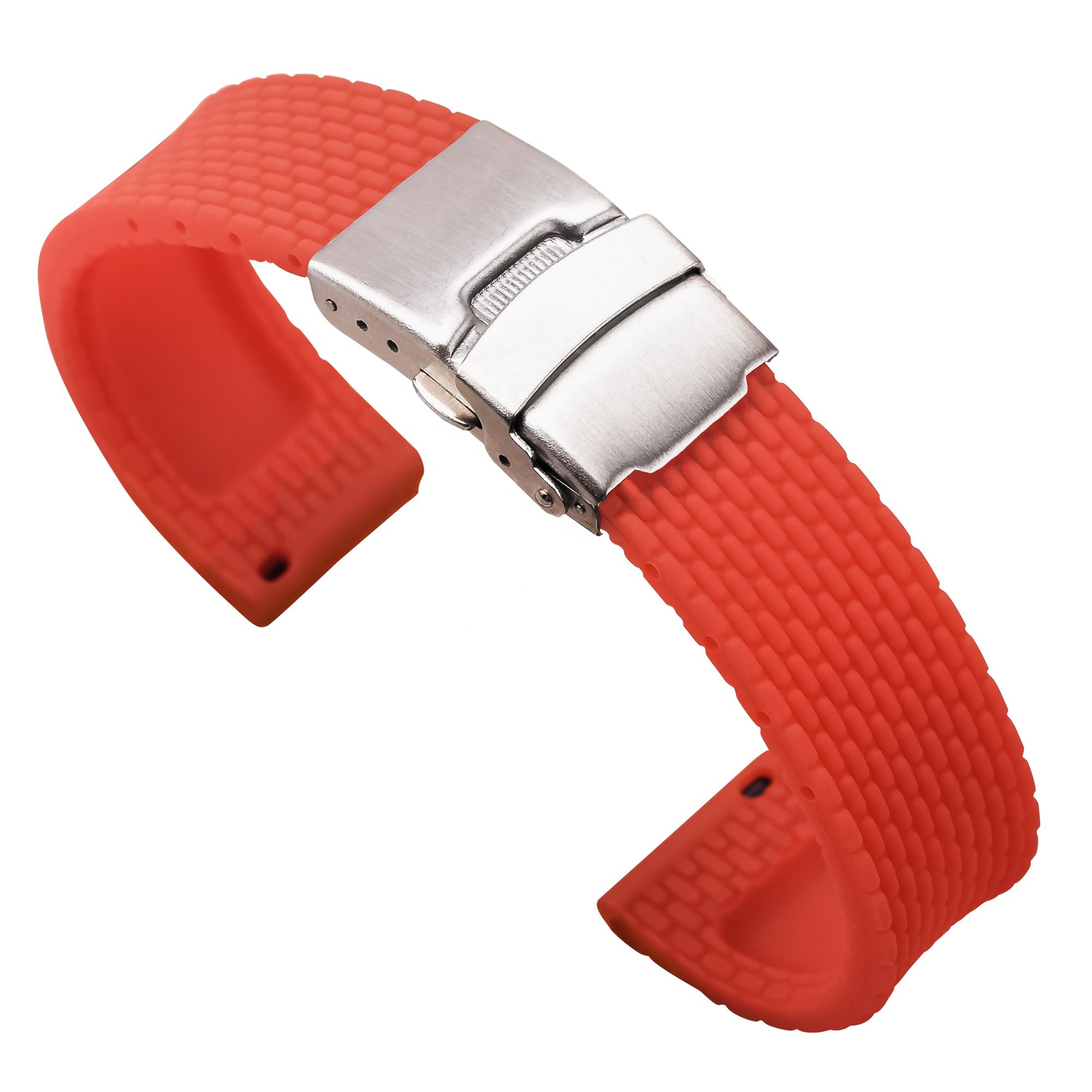 18mm 20mm 22mm 24mm Waterproof Silicone Bracelet Watch Strap Deployment Buckle Rubber Watch Bands