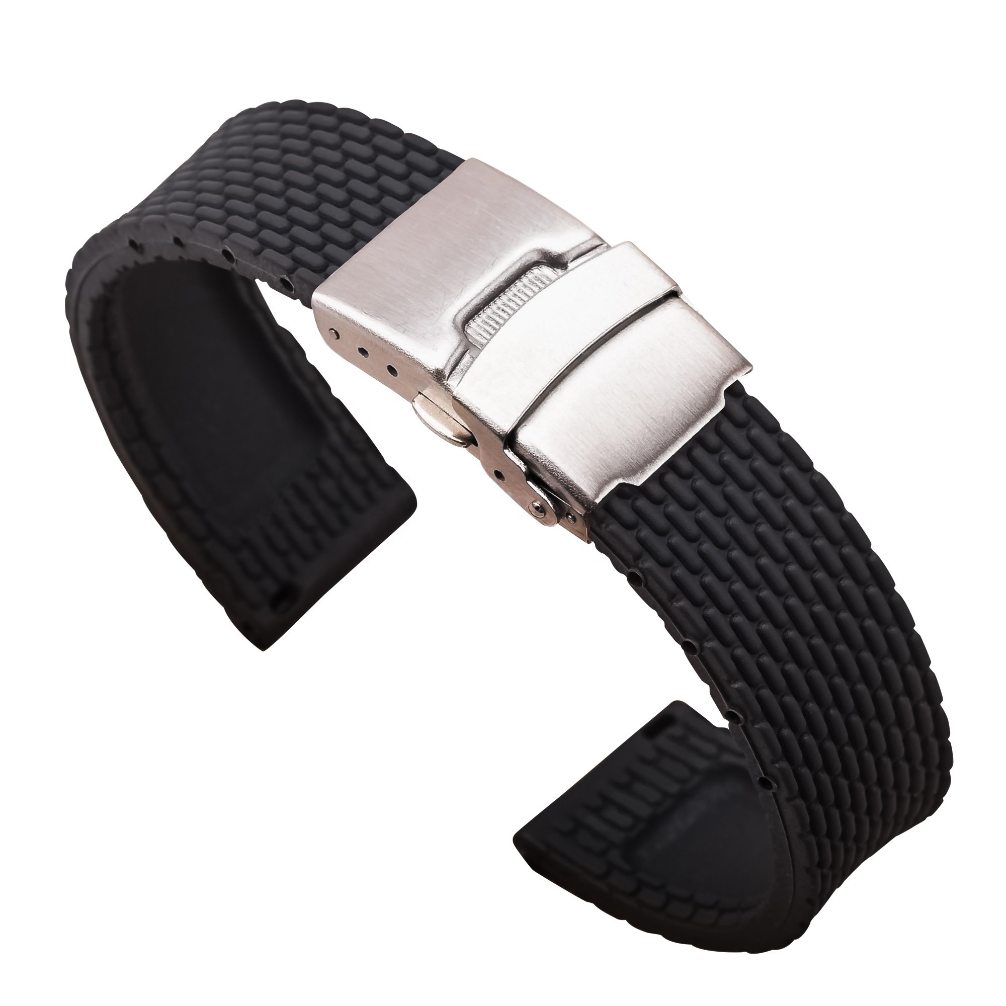 18mm 20mm 22mm 24mm Waterproof Silicone Bracelet Watch Strap Deployment Buckle Rubber Watch Bands