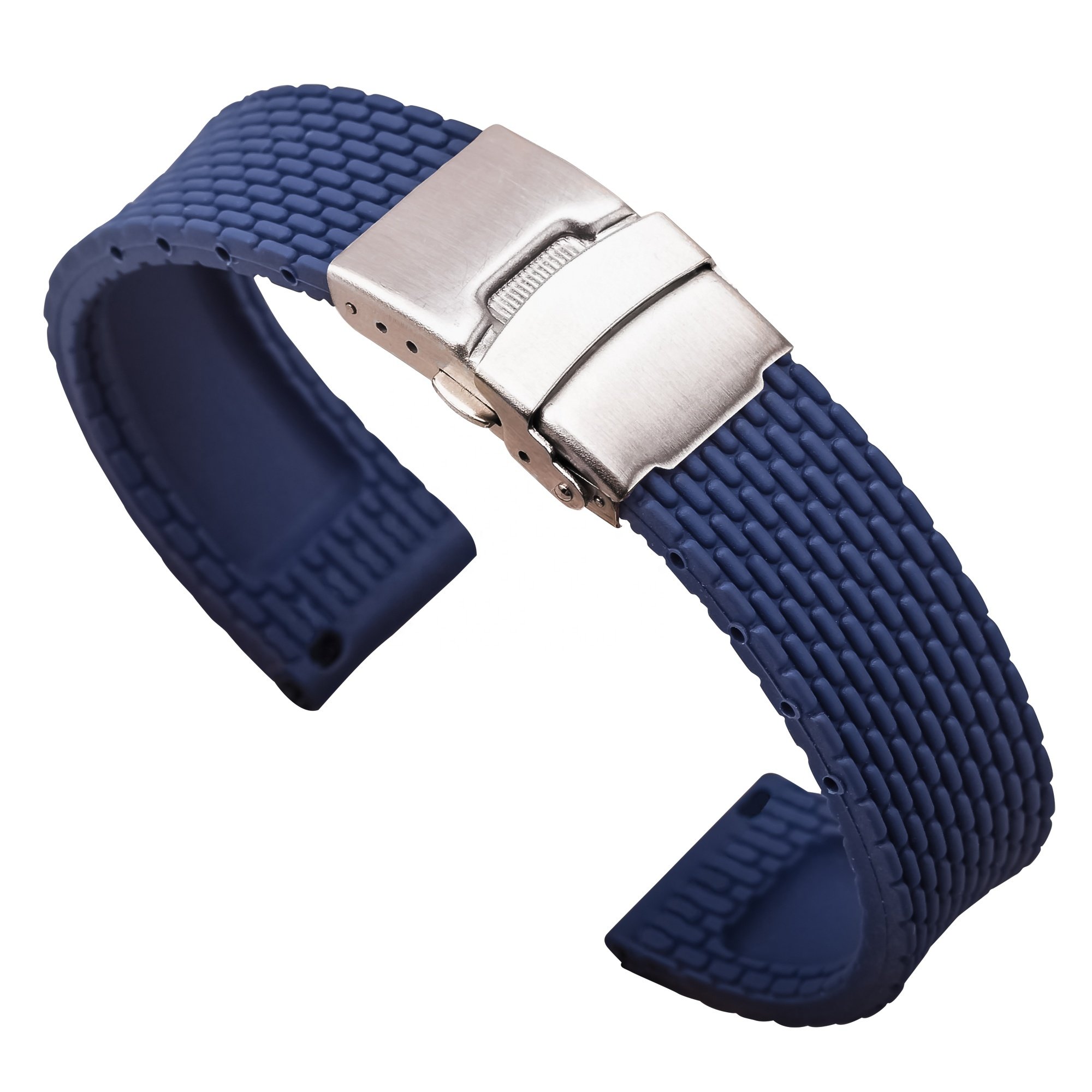 18mm 20mm 22mm 24mm Waterproof Silicone Bracelet Watch Strap Deployment Buckle Rubber Watch Bands