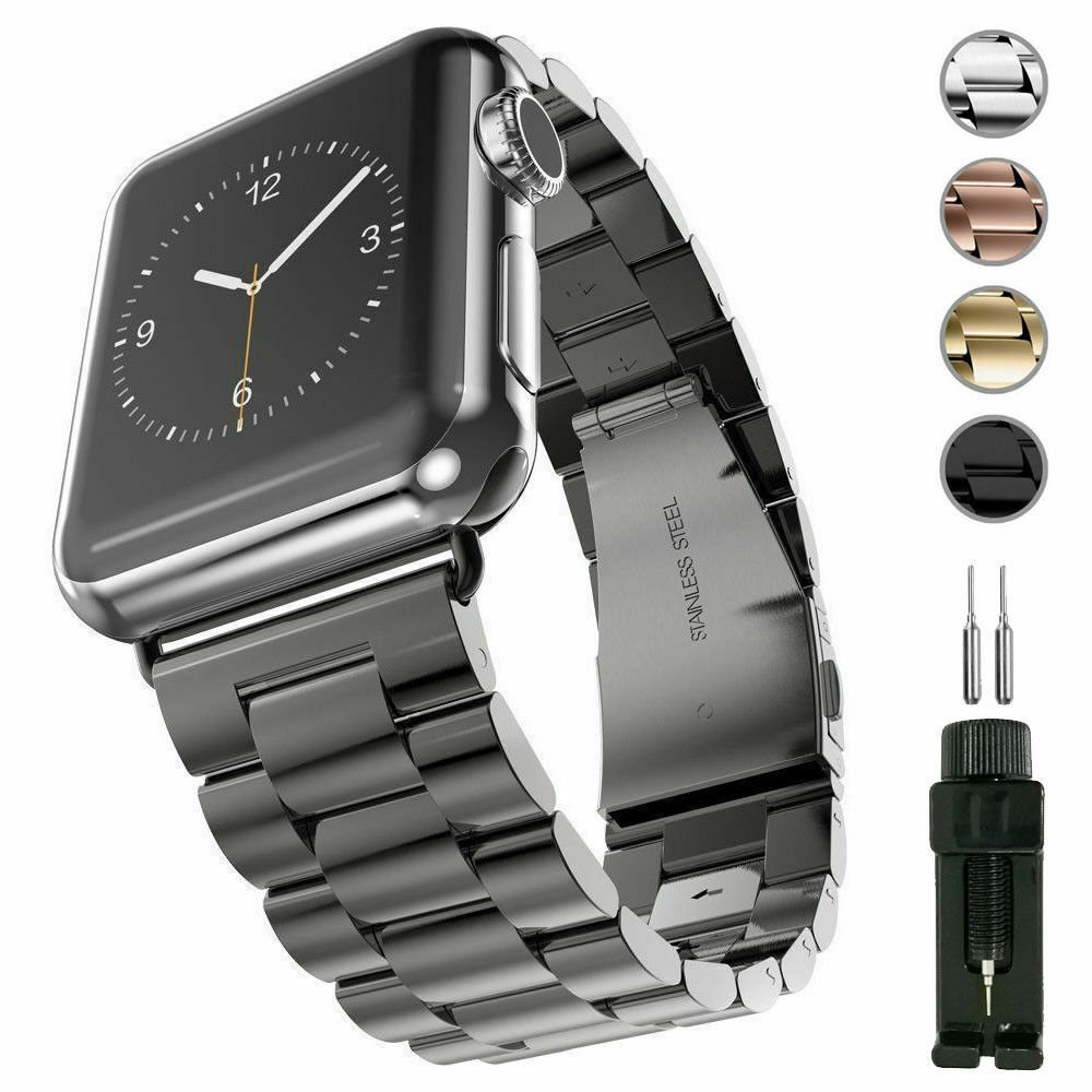 Custom new design Stainless steel metal three link wristband belt smart watch band