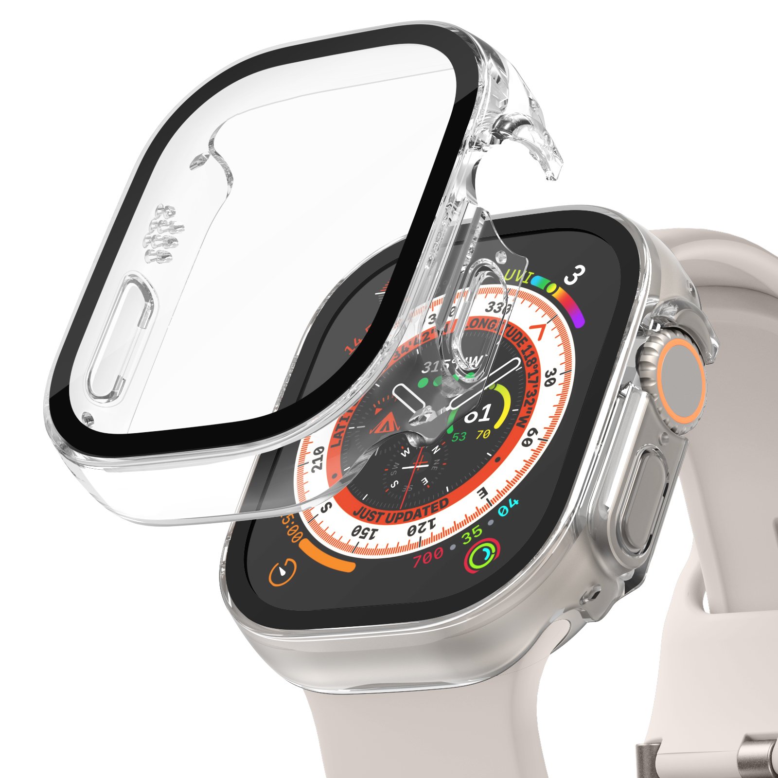 A-BK069 Smart Watch Ultra 49mm Case 2 IN 1 PC Tempered Film Integrated Ultra Watch Case for Apple Watch 49mm Apple Ultra Series