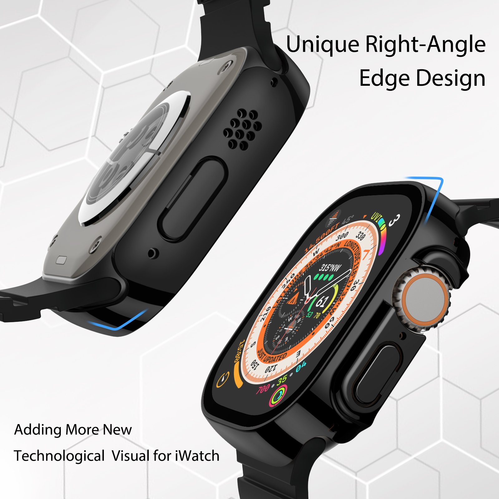 A-BK069 Smart Watch Ultra 49mm Case 2 IN 1 PC Tempered Film Integrated Ultra Watch Case for Apple Watch 49mm Apple Ultra Series