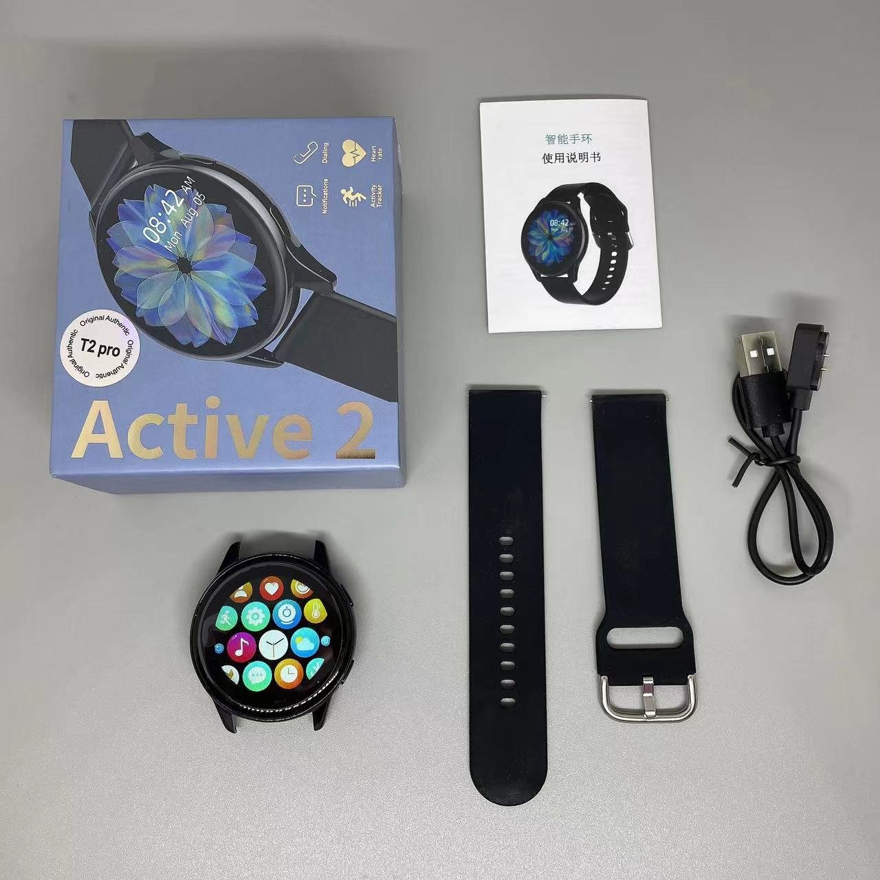 High quality wearable T2pro 1.28inch Full touch Round Screen Smart Watch Call Heart rate monitoring smart bracelet
