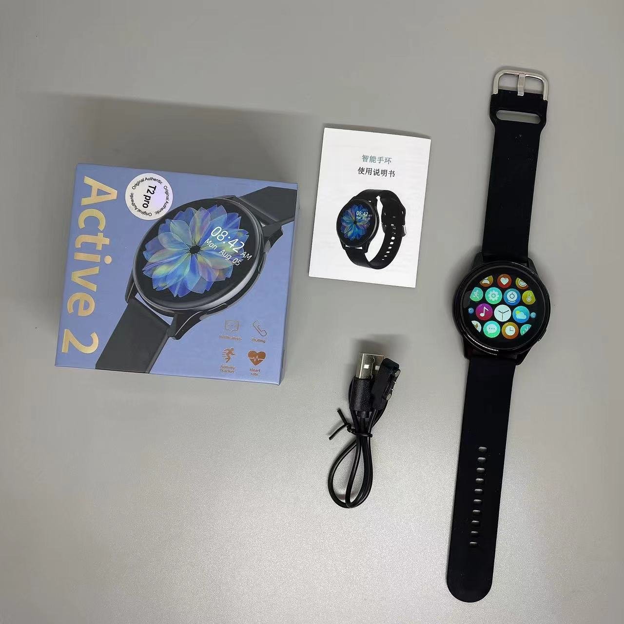 High quality wearable T2pro 1.28inch Full touch Round Screen Smart Watch Call Heart rate monitoring smart bracelet