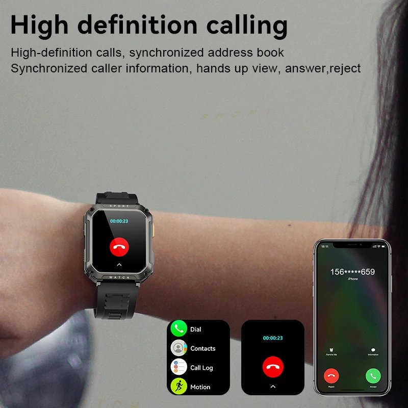 LIGE New Military Bluetooth Call Smart Watch Men 2.01" Sports Fitness Bracelet Waterproof Voice Assistant Smartwatch For Men
