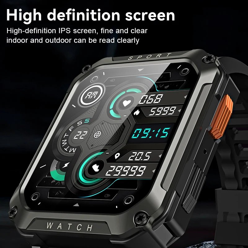 LIGE New Military Bluetooth Call Smart Watch Men 2.01" Sports Fitness Bracelet Waterproof Voice Assistant Smartwatch For Men
