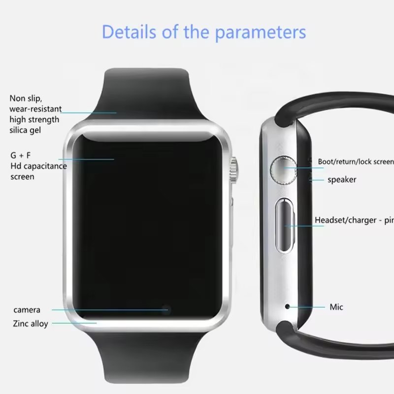 A1 Android Smart Watch with Sim Card and Camera Mobile BT Call Clock SIM TF Card Fitness Tracker Video Music player
