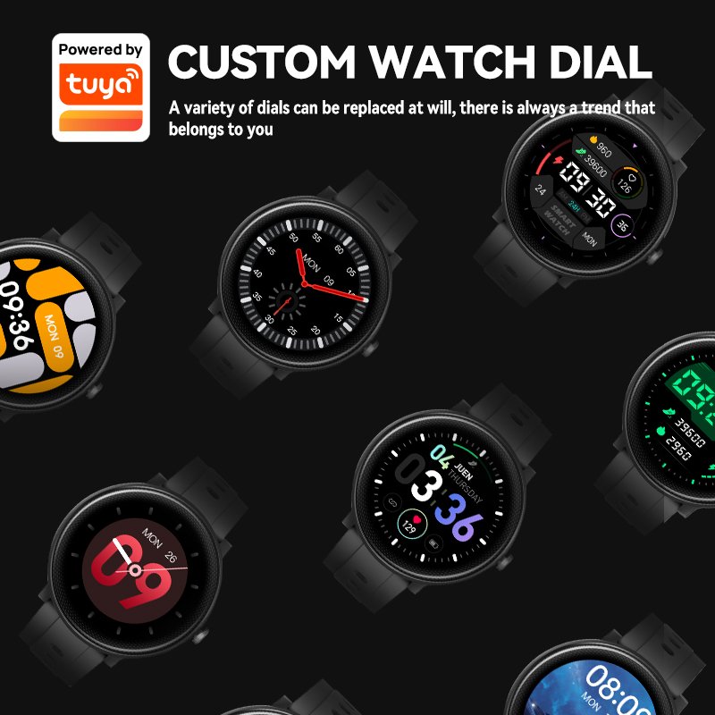 2022 Wearable Devices Tuya Smartwatch Support Alexa Build-In Full Touch Round Smart Watch