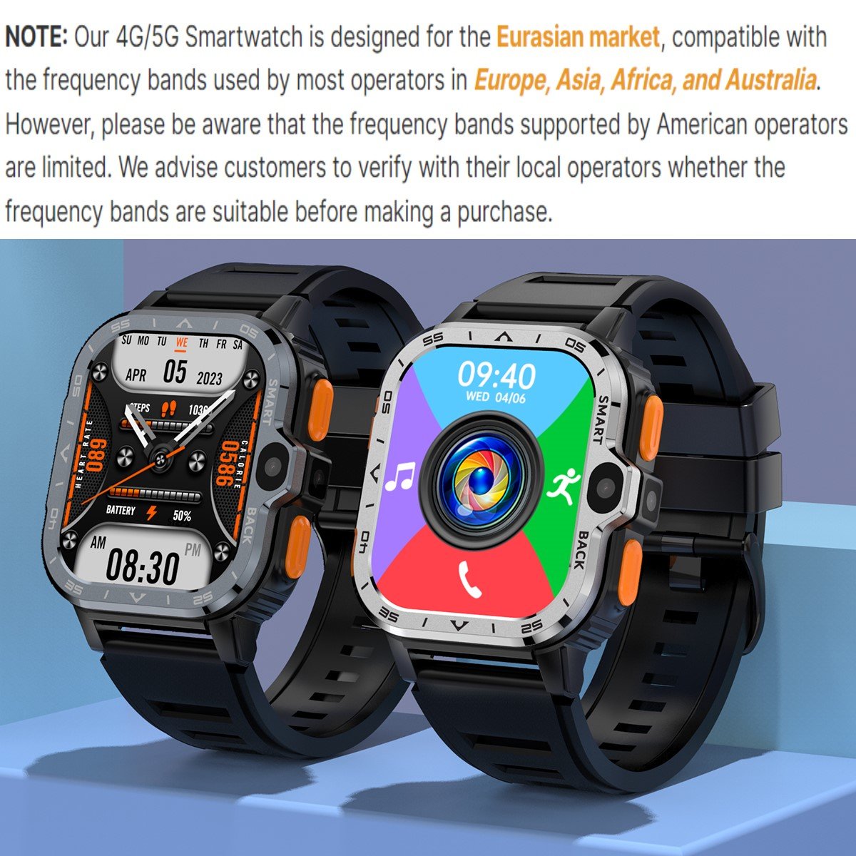 PGD 4g smartwatch front side camera sport 2G+16G 4g rugged ultra pgd android smart watch for men gps with wifi and sim card solt
