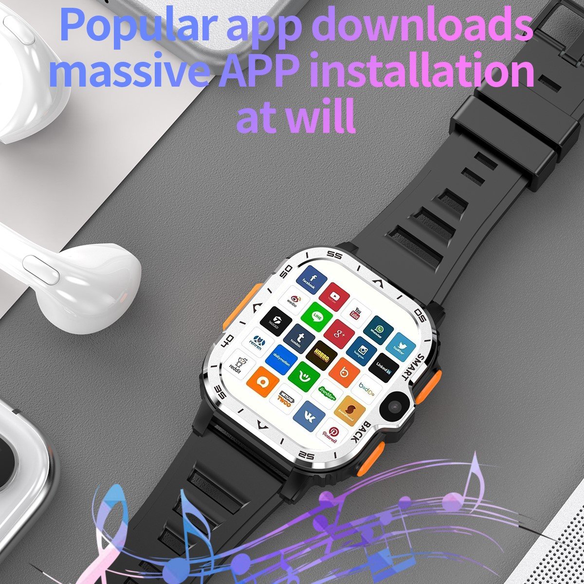 PGD 4g smartwatch front side camera sport 2G+16G 4g rugged ultra pgd android smart watch for men gps with wifi and sim card solt