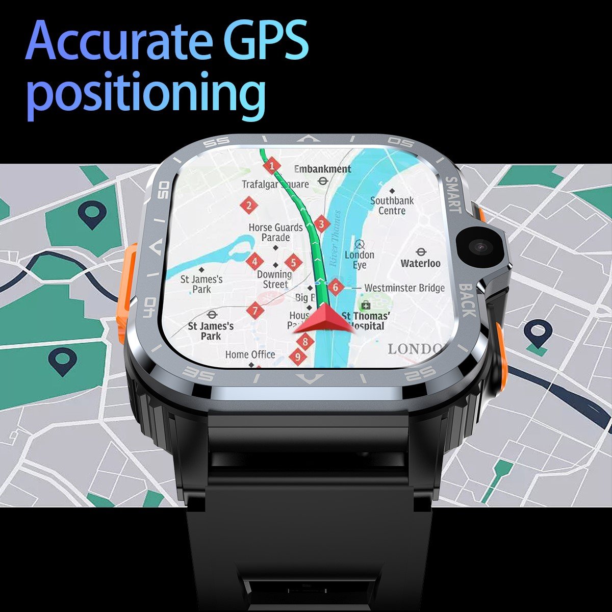 PGD 4g smartwatch front side camera sport 2G+16G 4g rugged ultra pgd android smart watch for men gps with wifi and sim card solt