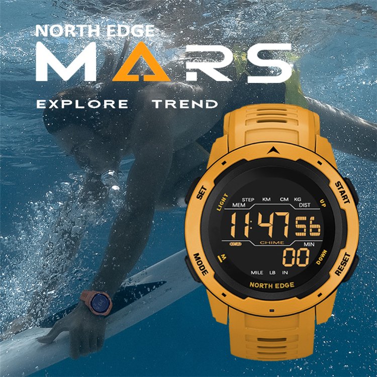 NORTH EDGE Watch MARS Men Digital Chronograph Pedometer Calorie Sports Fashion waterproof smart watches 2022
