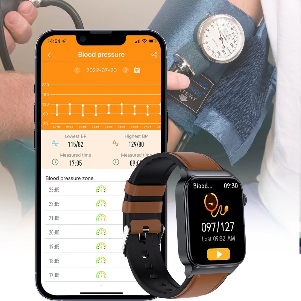Custom Amoled Blue Tooth Calling Health Monitor Montre Connecte Smartwatch Medical Grade Inteligente Reloj Smart Watch with ECG