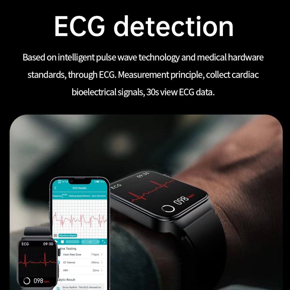 Custom Amoled Blue Tooth Calling Health Monitor Montre Connecte Smartwatch Medical Grade Inteligente Reloj Smart Watch with ECG