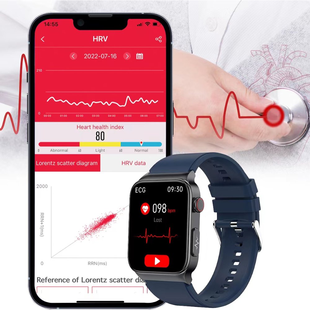 Custom Amoled Blue Tooth Calling Health Monitor Montre Connecte Smartwatch Medical Grade Inteligente Reloj Smart Watch with ECG