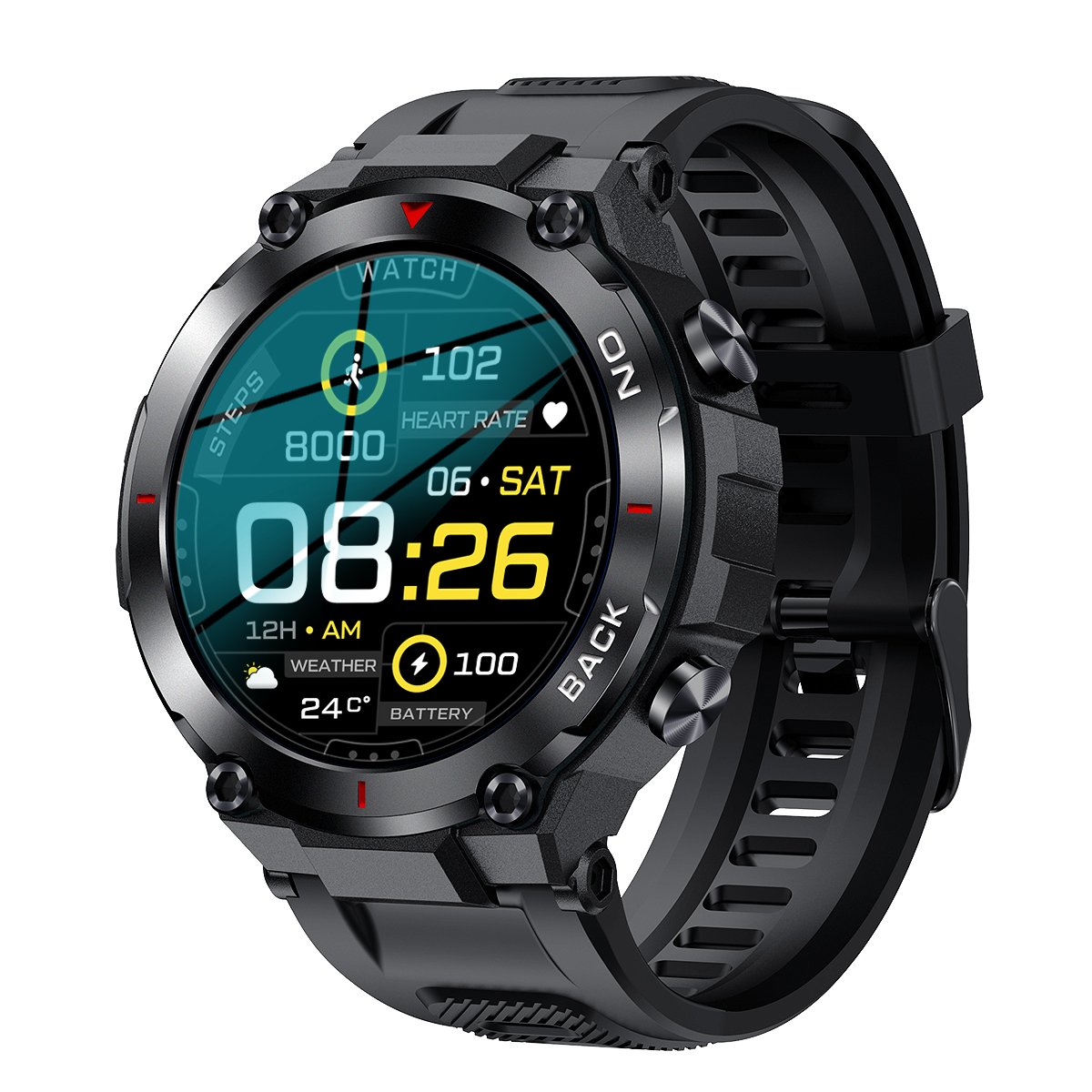 YTGEE 2024 New K37 Android Men Sport Smartwatch 1.32 inch IPS Heart Rate Health Monitor Sport Blood Pressure GPS Smart Watch
