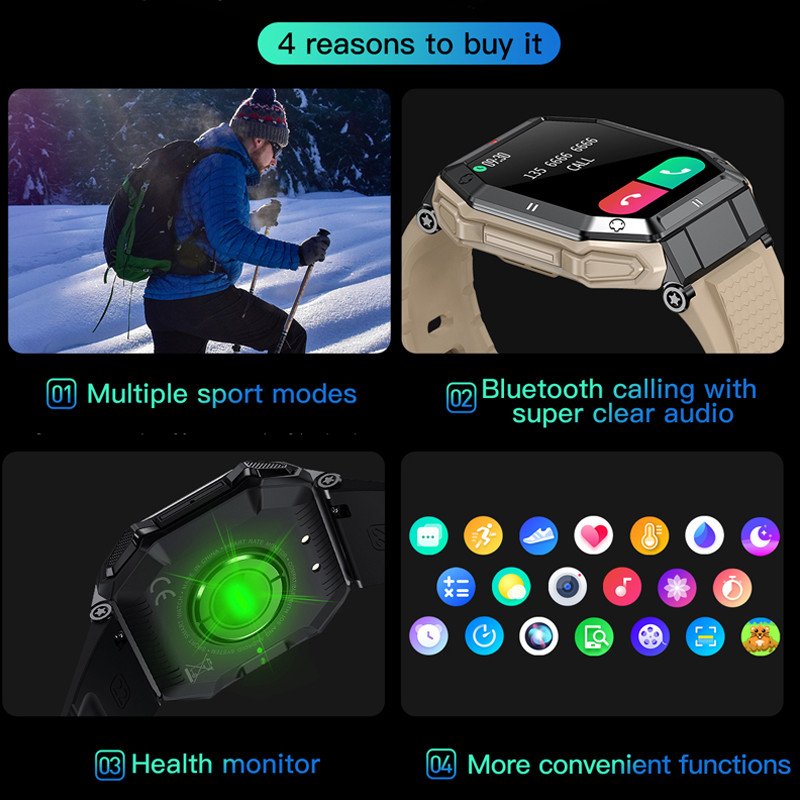 New K55 Smartwatch Men 2025 Bluetooth Call 24H Healthy Monitor Ip68 Waterproof Da Fit App Outdoor Sports Fitness Smart Watch