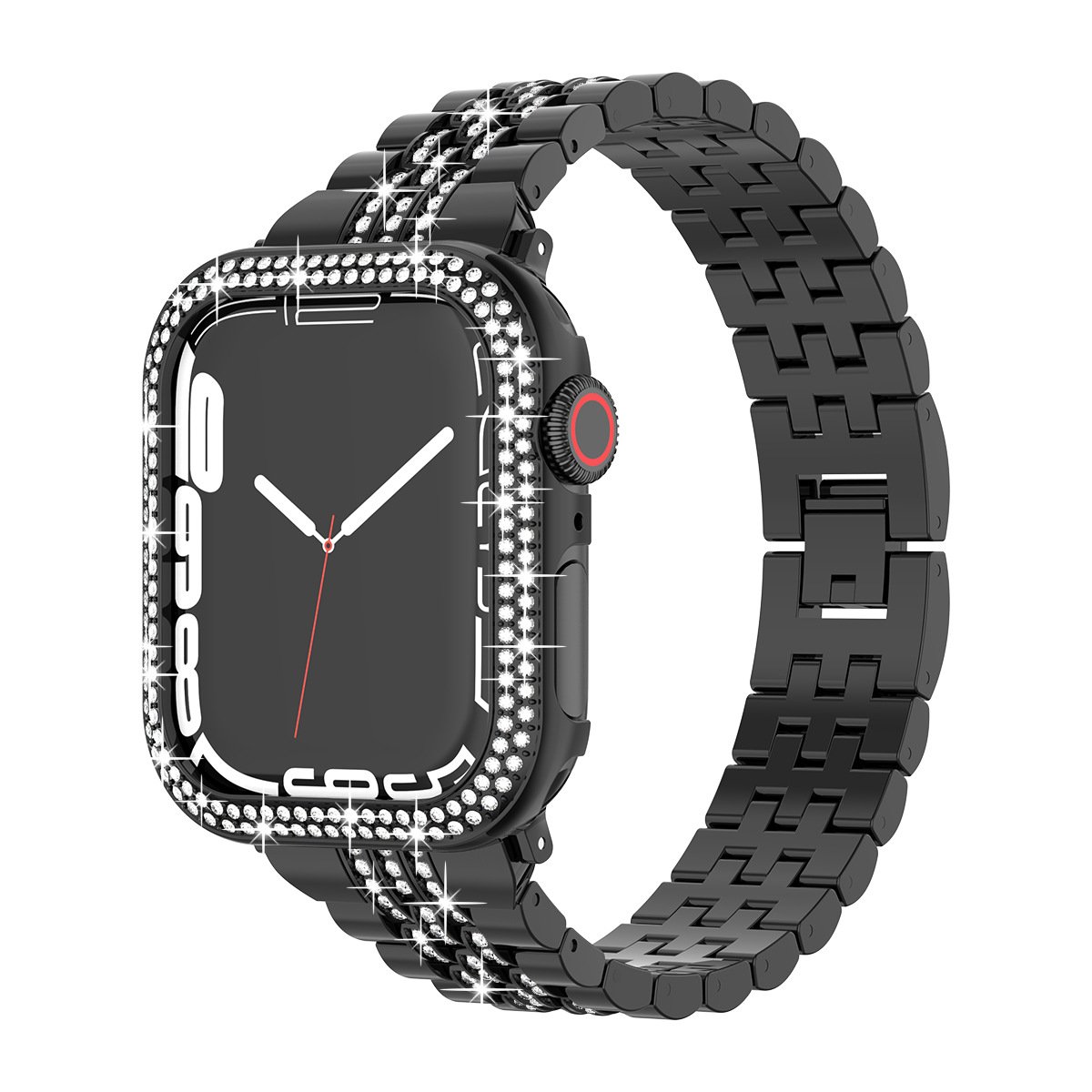 Yapears Fashion Metal Diamond Smart Watch Strap With Case All in one For Iwatch Series 8 Ultra Band For Iwatch 45mm 49mm