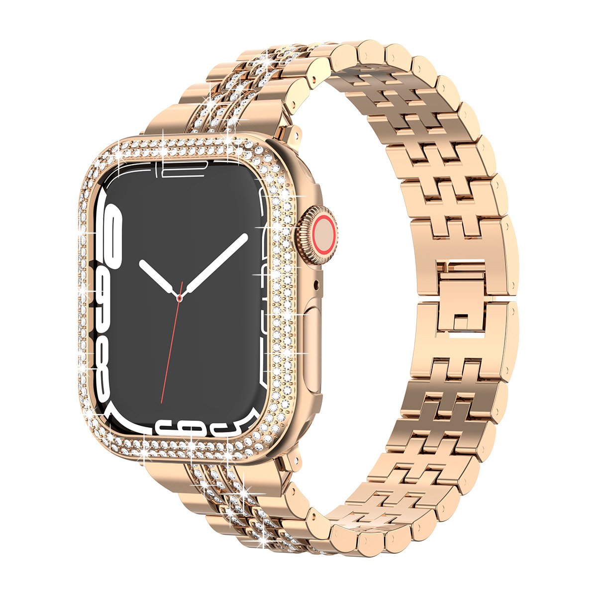 Yapears Fashion Metal Diamond Smart Watch Strap With Case All in one For Iwatch Series 8 Ultra Band For Iwatch 45mm 49mm