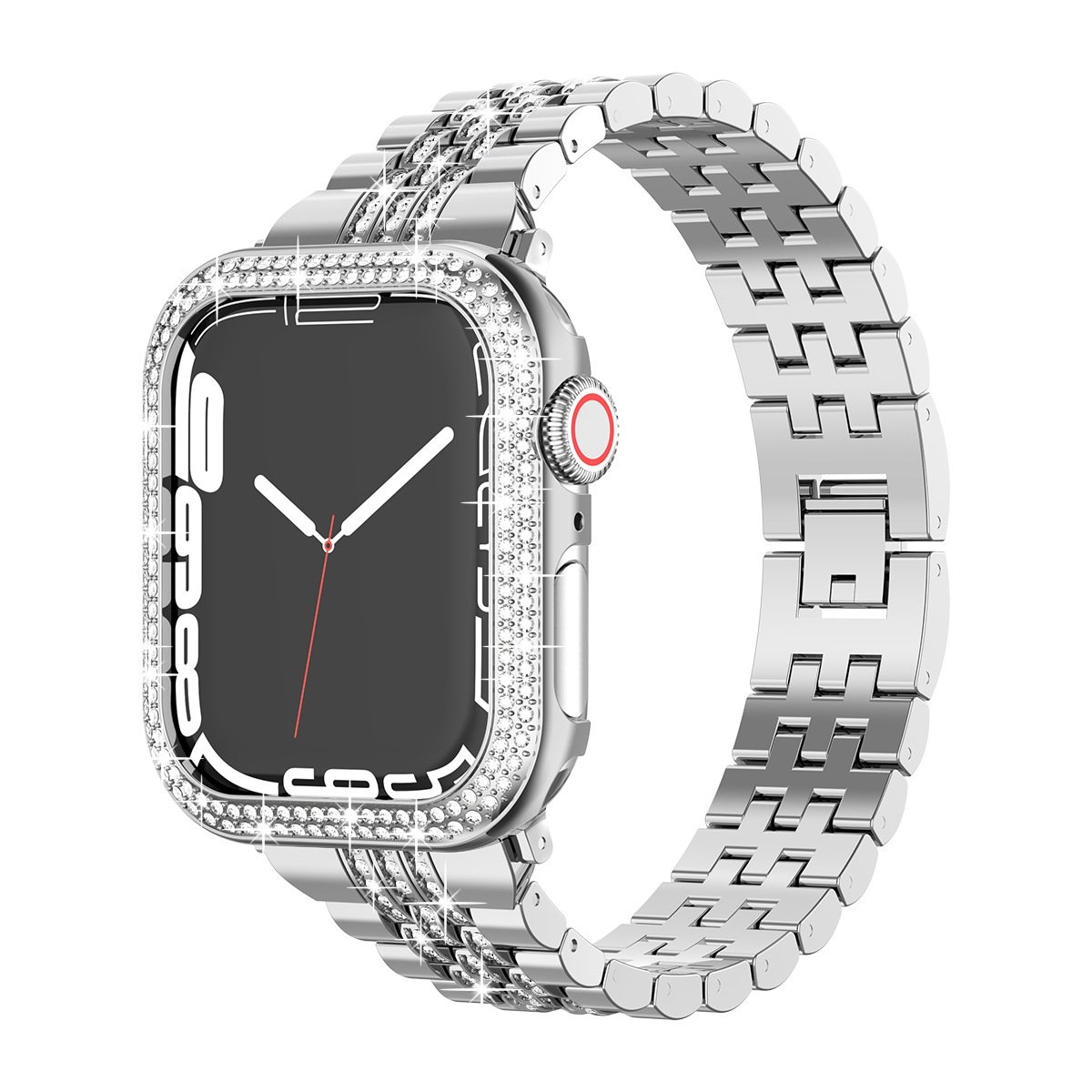 Yapears Fashion Metal Diamond Smart Watch Strap With Case All in one For Iwatch Series 8 Ultra Band For Iwatch 45mm 49mm