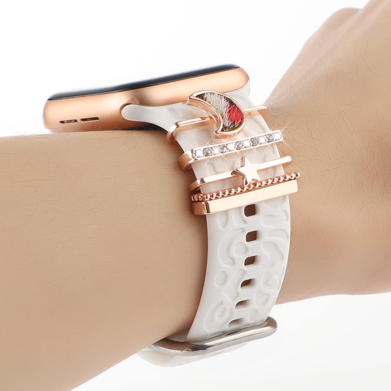 Handodo Smart Watch Silicone Band Decorative Rings Loops Rhinestone Charms Fashion Charms Decorative Compatible with Apple Watch