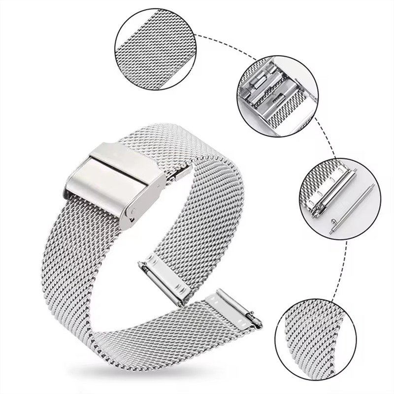 Quick Release Mesh Stainless Steel Watch Strap for DW Metal Thin Universal Milanese Bracelet Smart Watch Band with Spring Bar