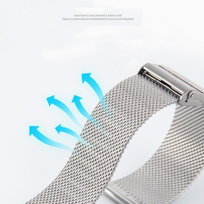 Quick Release Mesh Stainless Steel Watch Strap for DW Metal Thin Universal Milanese Bracelet Smart Watch Band with Spring Bar